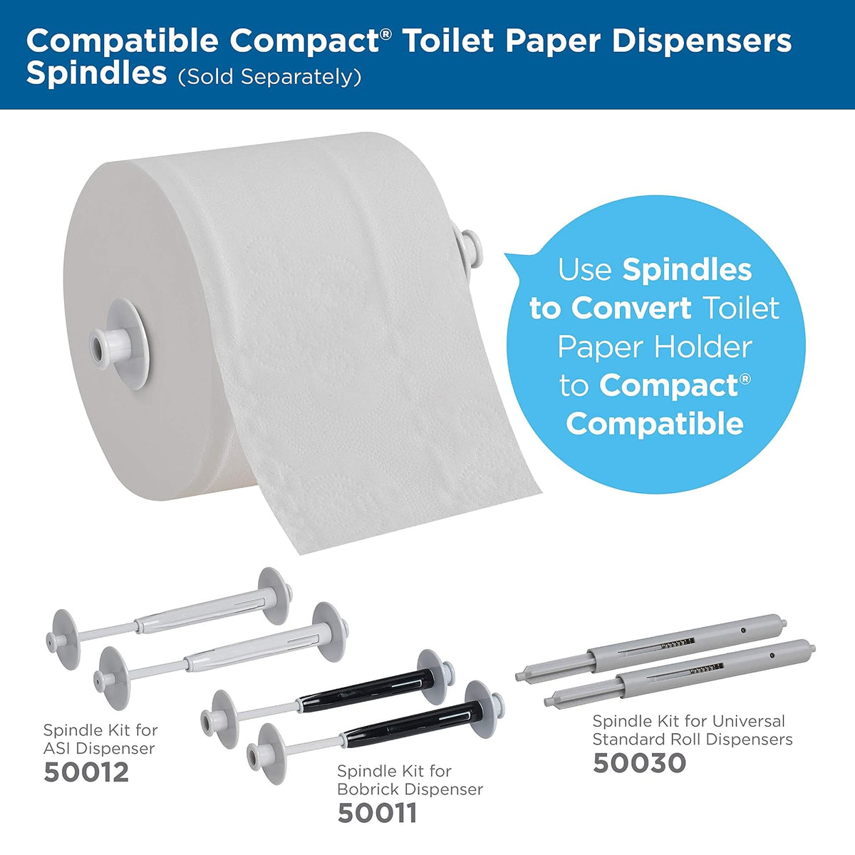 Kit de husillo compacto sin núcleo para dispensador Bobrick por GP PRO (Georgia-Pacific), 50011, gris, 2 husillos por kit