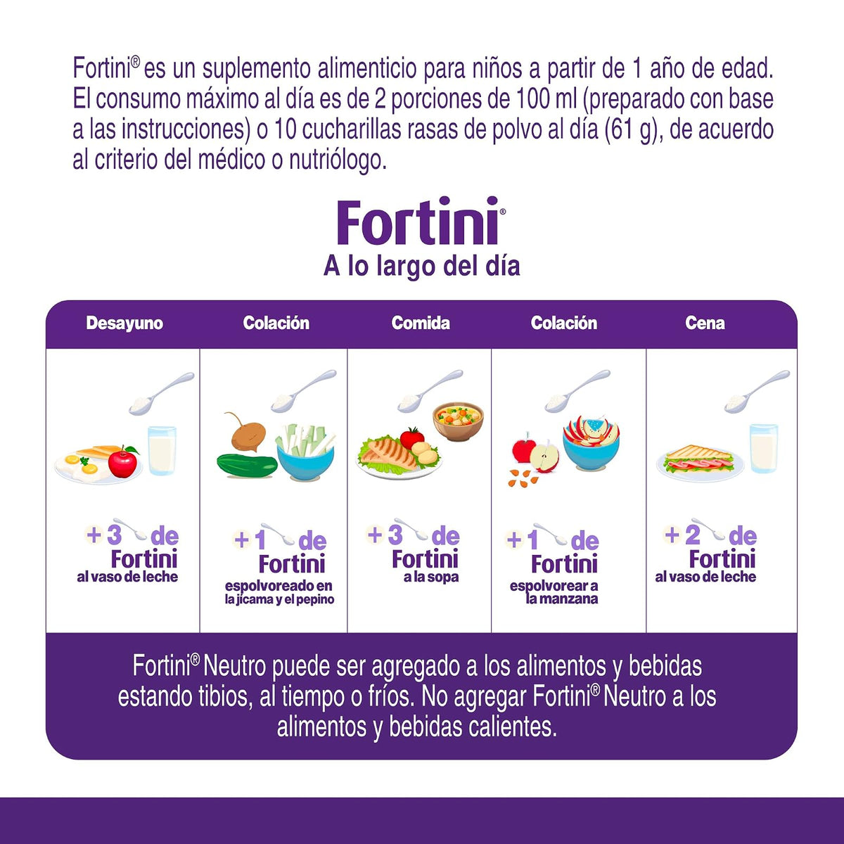 Fortini Manejo Dietético Neutro Niños, 1-10 Años, 400 g, Purple