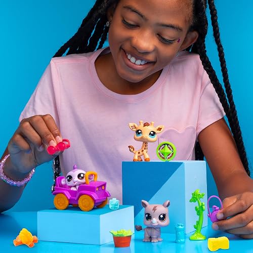 Littlest Pet Shop Safari Mascotas #53,#54, #55, LPS Bobble Head Play Pack Set de Figuras Coleccionables para Niñas Original de Bandai