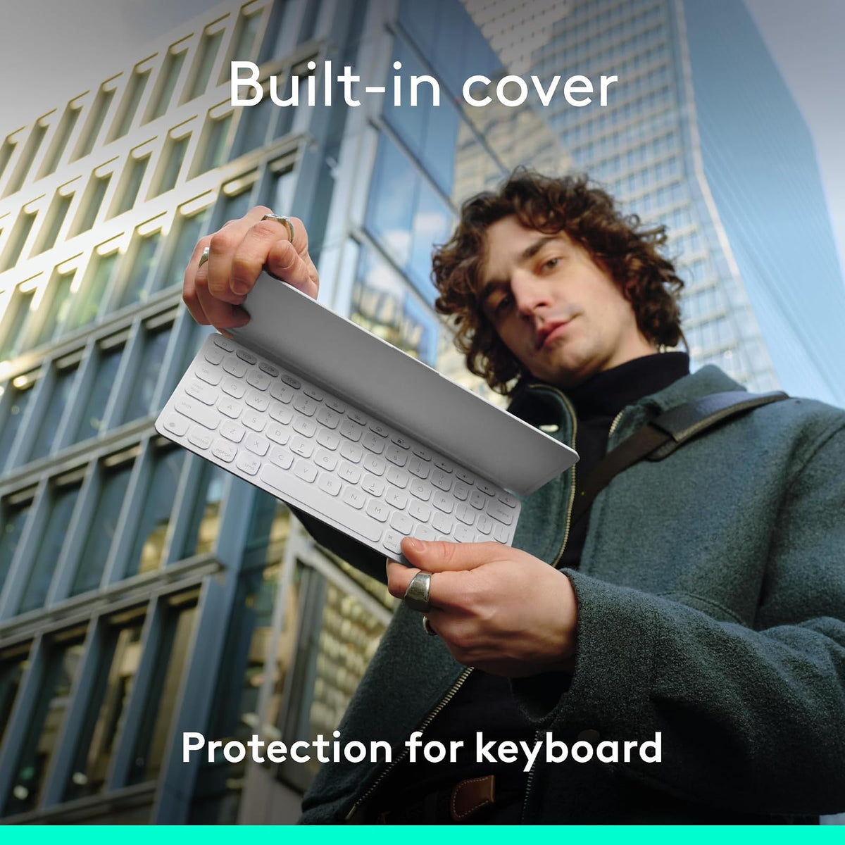 Logitech Keys-to-Go 2 Teclado inalámbrico para iPad con Tapa integrada, Bluetooth, Delgado, estilizado y Compacto para iPad, iPhone, Windows, Android, Linux, Mac, Apple TV, Color - Gris Paleo