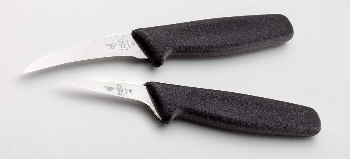 Mercer Culinary Juego de cuchillos para tallar frutas tailandesas, 2 pulgadas y 2.5 pulgadas, negro