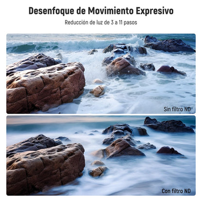 NEEWER 58mm Filtro ND Variable (ND8-2000), True Color & Pasos Duros, Filtro Lente Densidad Neutra Limitada de 3 a 11 Pasos para Cámaras DSLR sin Espejo, Cristal Óptico Multicapa, Marco Alumnio