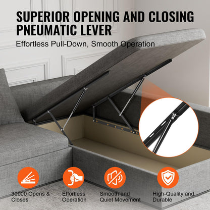 VEVOR Elevador de Cama, Tamaño de Cama Compatible 150 x 180 cm, Capacidad de Carga 70 kg, para Bricolaje, Palanca Neumática Vertical de Lujo, para Habitación de Invitados, 1080 x 750 x 45 mm, Negro
