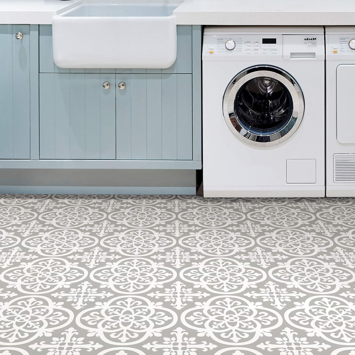 FloorPops FP2942 Medina - Azulejos de piso para despegar y pegar, color gris