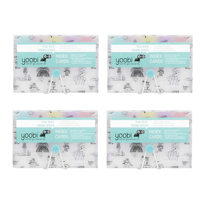 Yoobi - Tarjetas de índice con funda | 4 unidades de diversión | 400 tarjetas de notas con soporte | Crea tarjetas de memoria para la escuela en casa