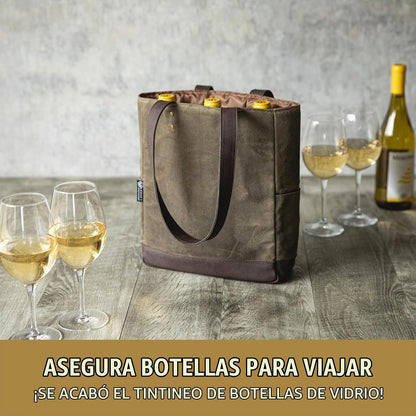 Bolsa enfriadora de Vino de Lona Encerada Envejecida para 2 Botellas