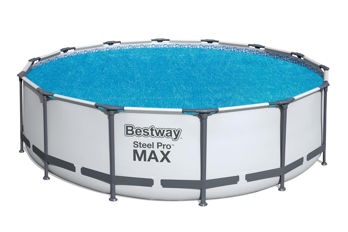 Bestway - Cubierta Solar Redonda para Piscina sobre el Piso, 3,96 m x 4,27 m x 4,57 m
