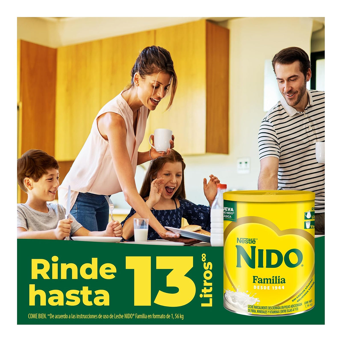 Nido Familia Leche Parcialmente Descremada en Polvo Adicionada con Fibra Lata de 1.56 kg