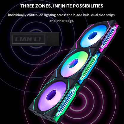 Lian Li UNI Fan SL-Infinity Wireless 120 - Paquete triple, señal inalámbrica ARGB de 2,4 GHz, diseño de espejo infinito doble, bajo ruido, driver incluido, negro (12SLIN1W3B)
