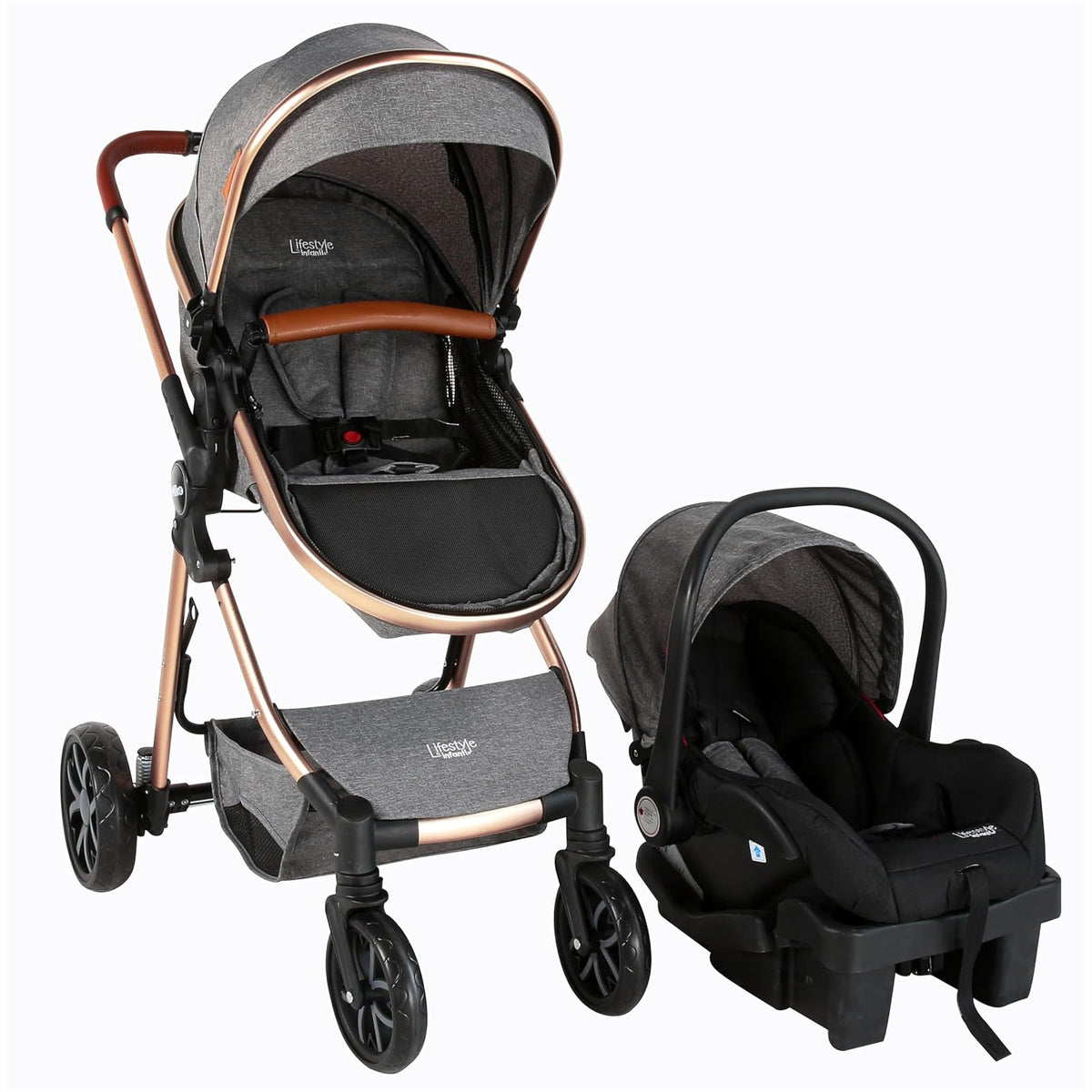 Infanti Carriola Mike Travel System con Portabebé, Beige - Gris