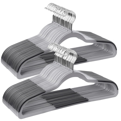 SONGMICS Perchas de Ropa, Juego de 50, Antideslizantes, Gancho Giratorio de 360°, Gris Claro y Gris Oscuro MCRF50G