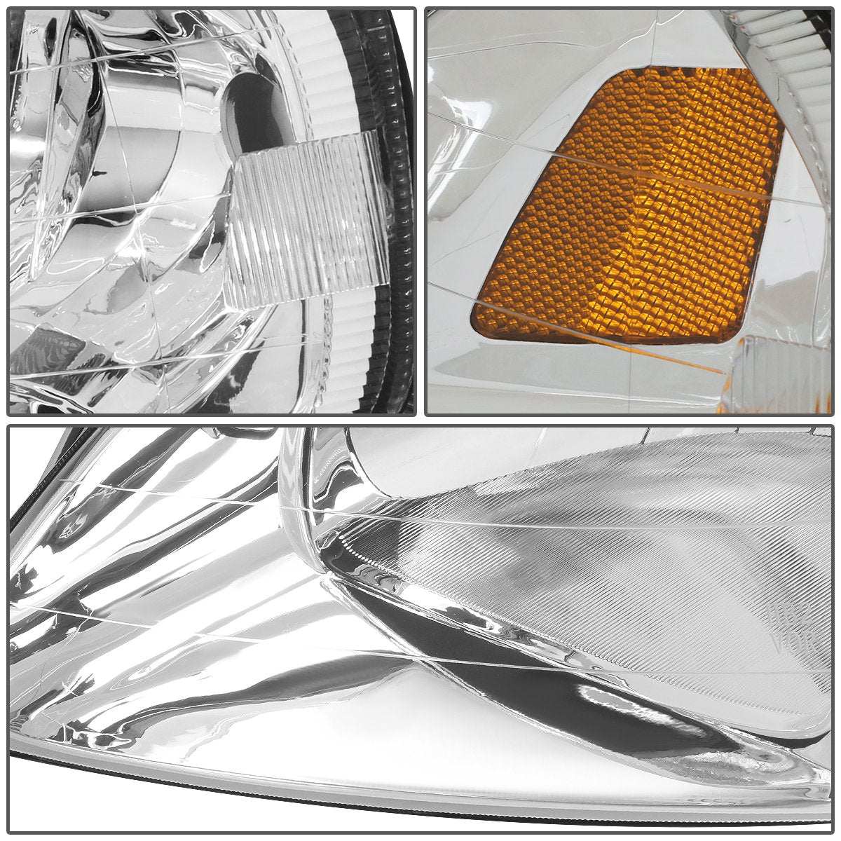 DNA MOTORING Par de faros delanteros compatibles con Honda Civic 99-00, cromo/ámbar, HL-OH-HC99-CH-AM