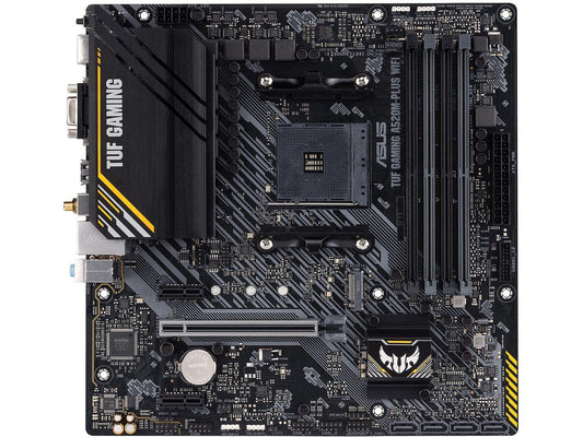 ASUS TUF Gaming A520M-PLUS WiFi Tarjeta Madre AMD para PC Gamer y Esports | AM4, mATX, Ryzen serie 5000/3000, DDR4 hasta 128GB, PCIe 3.0 x16, ranura M.2, WiFi 5, LAN Gigabit, 4x USB 3.2 Gen 1, de ASUS