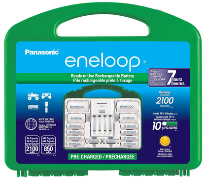 Panasonic Cargador Eneloop BQ-CC17 con 4 Pilas AA Recargables - Power Pack