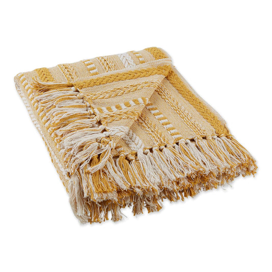 DII Manta Trenzada a Rayas, 50 x 60 Pulgadas, Oro Miel