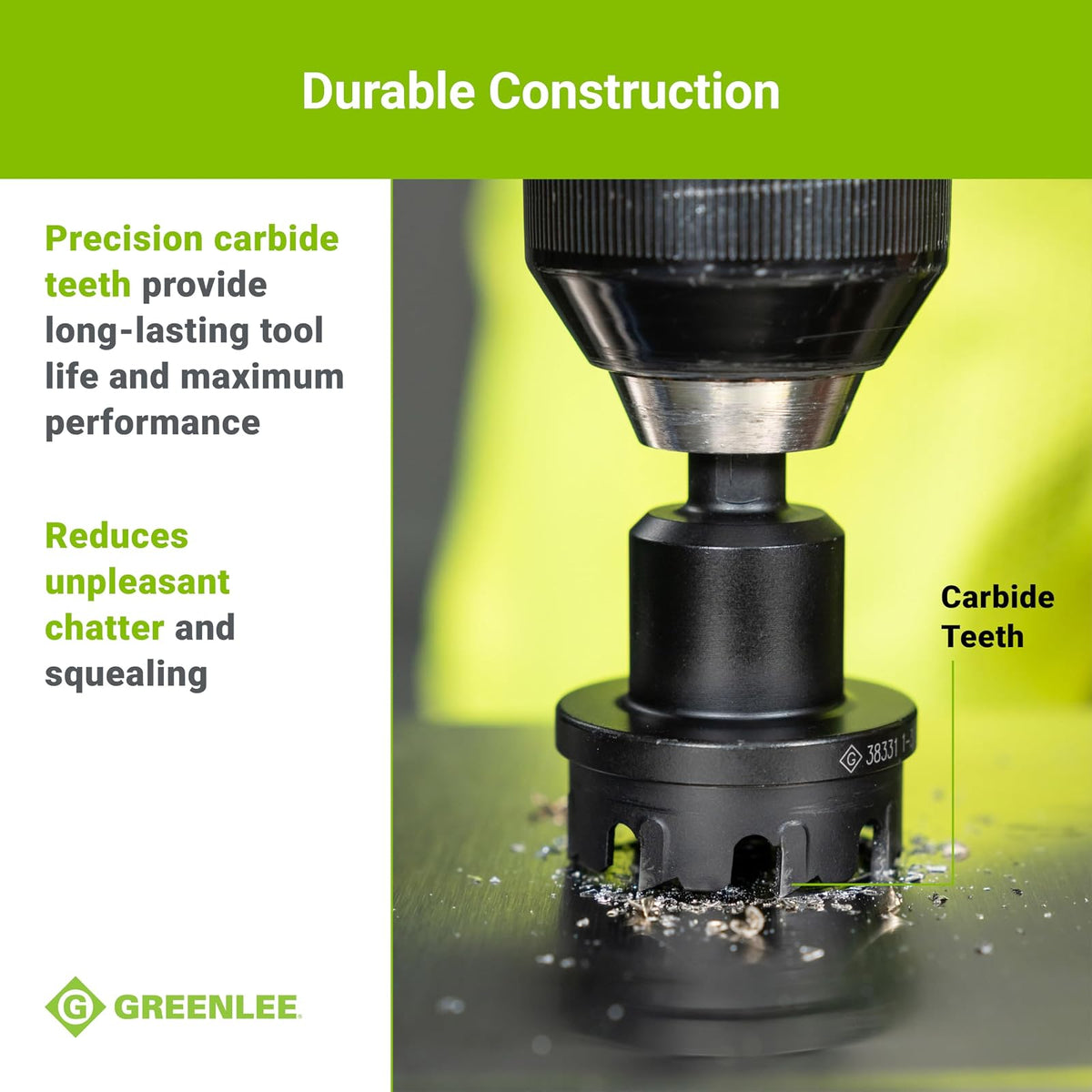 Greenlee 635 Kit de cortador de agujeros, 5 unidades, carburo de tungsteno, verde/negro