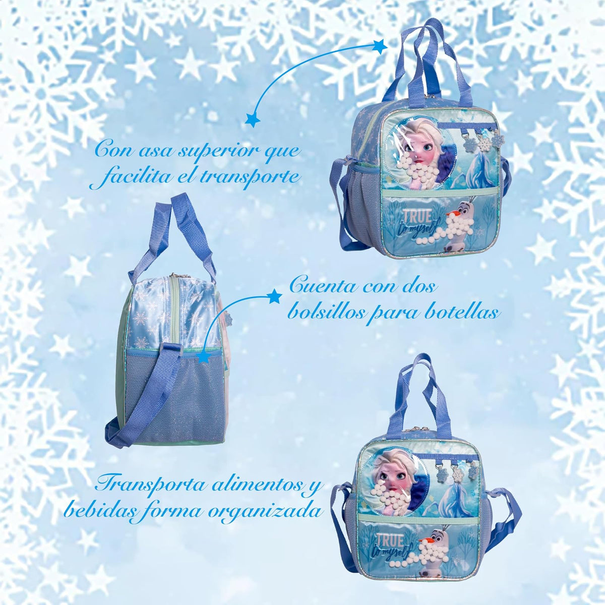 Ruz Lonchera Infantil y Preescolar | Frozen | 100% Poliéster Capacidad 3 Litros | Lonchera de Tela para Niños con Compartimento y Asa de Mano | Recomendado desde 3 años