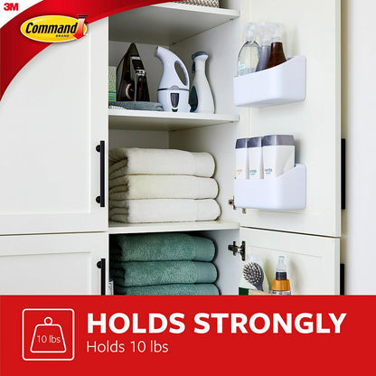 Command Organizador grande de 10 libras con 4 tiras de comando, 10 x 3.4 x 5.1 pulgadas, pesado sin daños para organizar suministros de limpieza, clóset y despensa, blanco