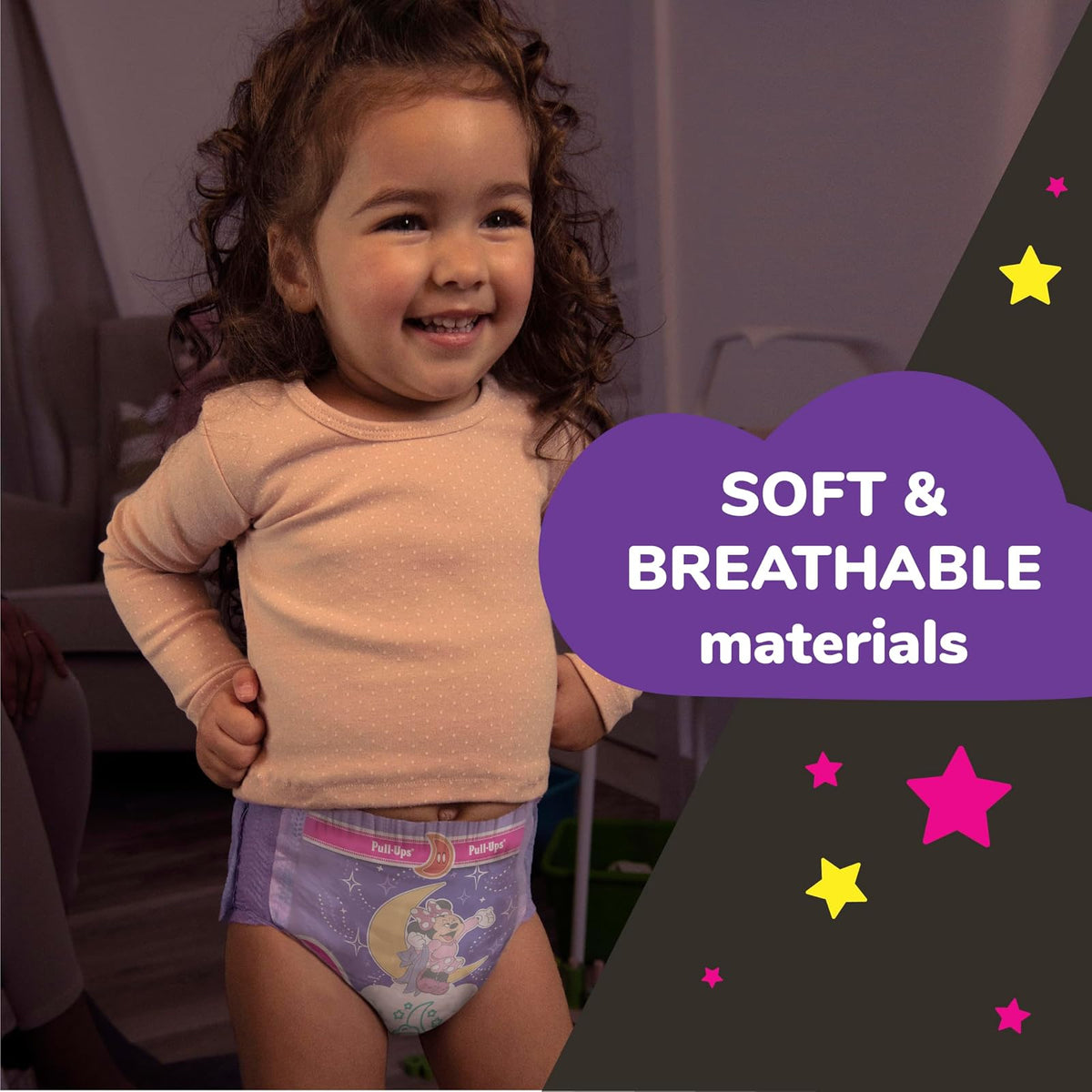 Pull-Ups Night-Time, 3T-4T (32-40 lb.), 60 Ct., Potty Training Pants for Girls, Disposable Potty Training Pants for Toddler Girls (Packaging May Vary)
