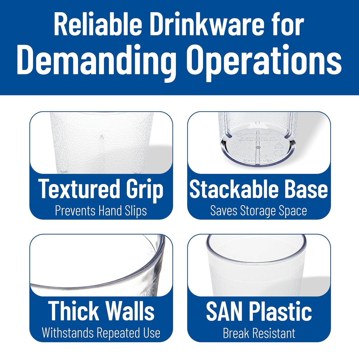 CFS Stackable™ Vaso de plástico transparente de 16 onzas (paquete de 72)