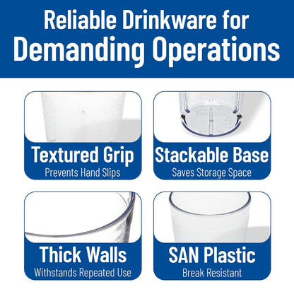 CFS Stackable™ Vaso de plástico transparente de 16 onzas (paquete de 72)