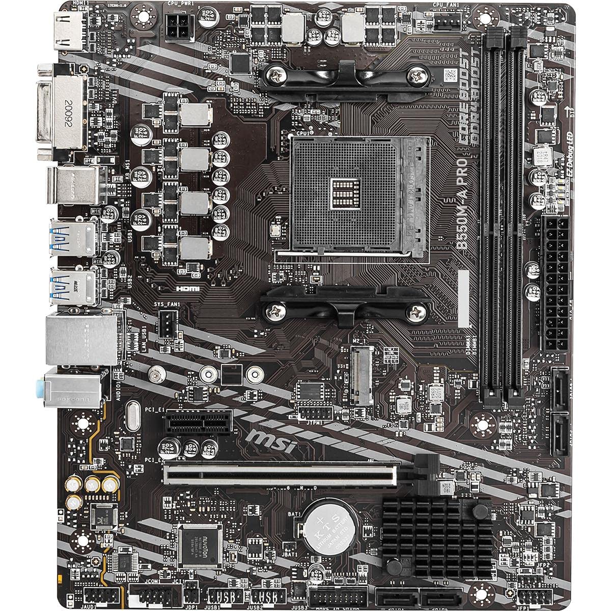 MSI - Tarjeta Madre - B550M-A PRO - MATX - Socket AM4 - CPU (MAX SOPORTADO) RYZEN 9 - 2.5G LAN/Puertos de Audio -HDMI - 2 DIMM - Memoria Máxima DDR4 (64GB) - Para AMD