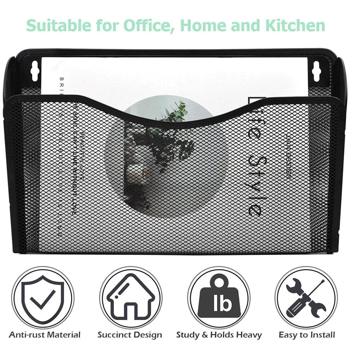 Easepres Mesh 3 Pockets File Organizer Hanging File Organizer Vertical Wall File Organizer Holder Rack