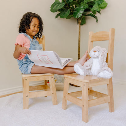 Melissa & Doug Sillas de Madera Sólida, Sillas para Niños, Muebles de un Ligero Acabado para la Habitación de Juegos, Construcción Duradera, 2 Sillas
