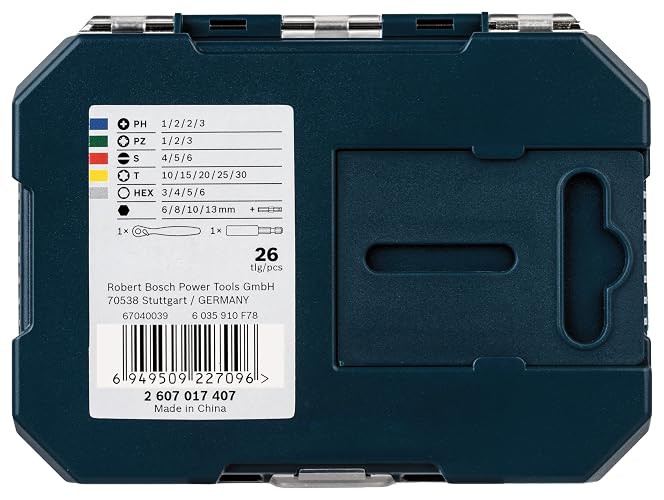 Bosch Kit De Puntas Y Vasos, 26 Unidades, Negro