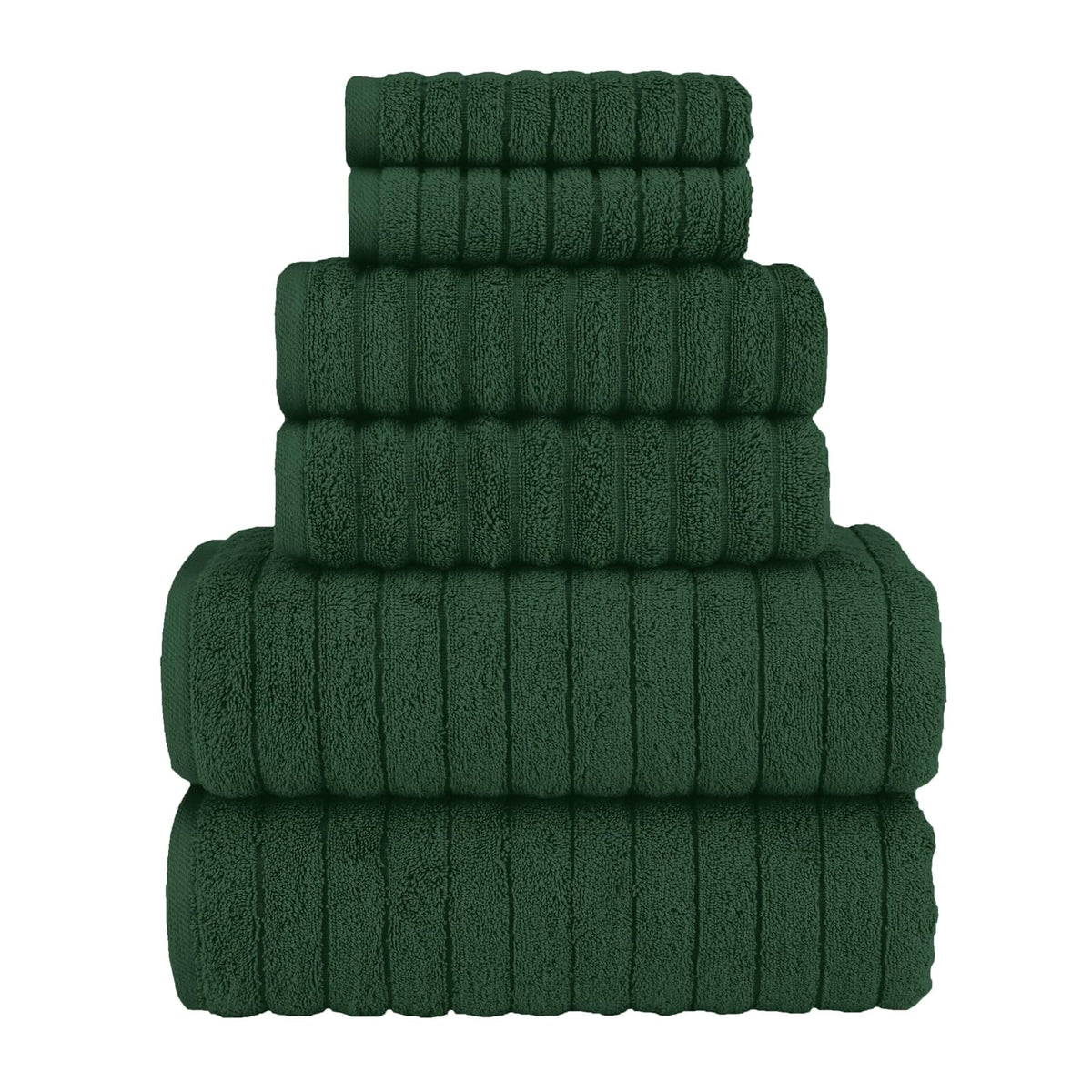Elegant Comfort - Juego de 6 toallas de baño de lujo acanaladas de pana 100% algodón turco, sensación de alta calidad, de secado rápido, altamente absorbentes, contiene 2 toallas de baño, 2 toallas de