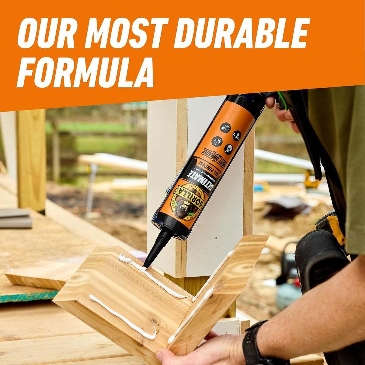 Gorilla Adhesivo de construcción resistente, cartucho de 9 onzas, blanco, paquete de 1
