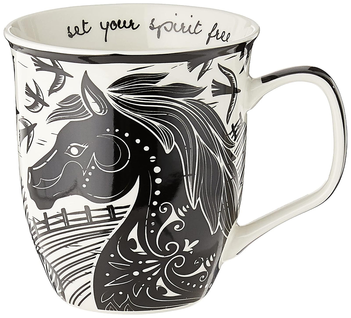 Karma Gifts Boho Taza de Cerámica Diseño Ilustrado 12 oz - Caballo