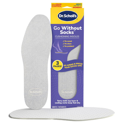 Plantillas acolchadas sin calcetines Dr. Scholl's Go, 3 pares, recortadas para adaptarse