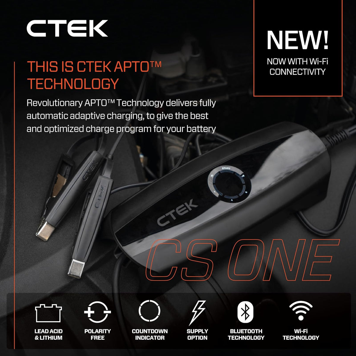CTEK CS One, Cargador de batería portátil de 12 V, Cargador 4 en 1 con Banco de energía de Alta tecnología, para Automóvil, teléfono, computadora, mantenedor de batería Inteligente, Alternativa de