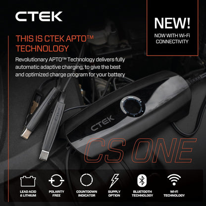 CTEK CS One, Cargador de batería portátil de 12 V, Cargador 4 en 1 con Banco de energía de Alta tecnología, para Automóvil, teléfono, computadora, mantenedor de batería Inteligente, Alternativa de