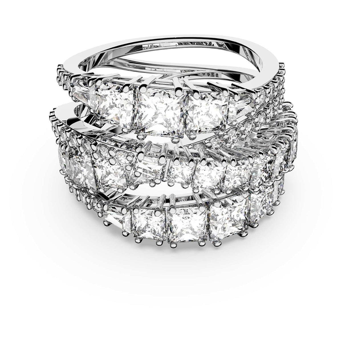 Swarovski Anillo Twist Wrap, Tallas mixtas, Blanco, Baño de rodio