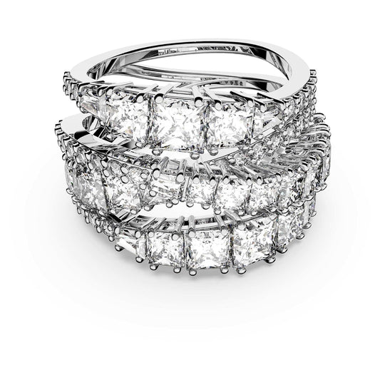Swarovski Anillo Twist Wrap, Tallas mixtas, Blanco, Baño de rodio