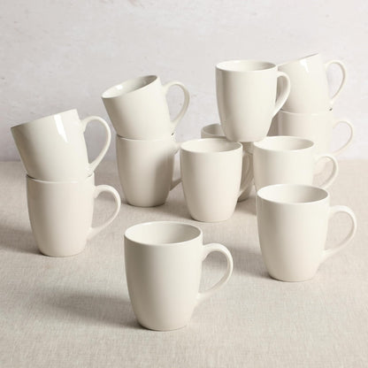 Gibson Home Great Essentials Tazas de Café 12 oz | Porcelana, Juego de 12 Tazas, Para Café con Leche, Té Caliente, Capuchino, Mocha, Expreso, Cacao