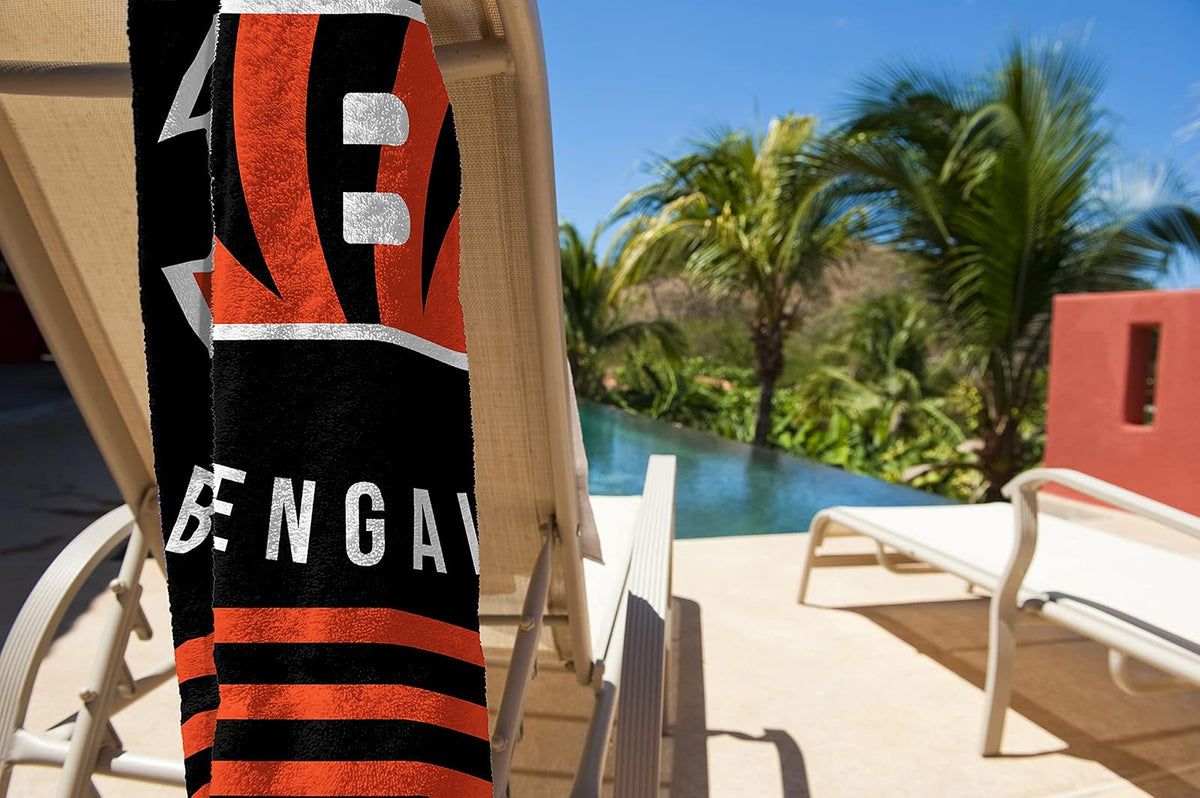 Northwest NFL Cincinnati Bengals - Toalla de Playa Unisex para Adultos, 30 x 60 Pulgadas, Rayas