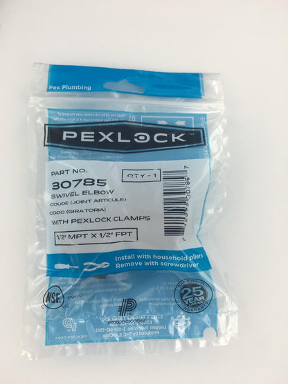 PEXLOCK 30785 SW Elbow, 1/2" MPT x 1/2" FPT, Black