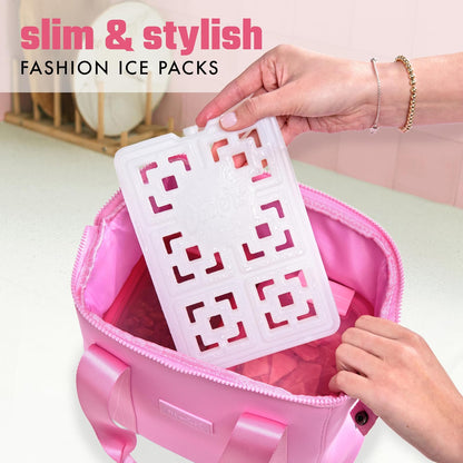 Fit & Fresh Cool Coolers Fashion Ice by, Bolsas de Hielo Delgadas, diseño único de Bolsa de Hielo para Mujer, Bolsas de Hielo Reutilizables Que ahorran Espacio para loncheras, Paquetes de Hielo