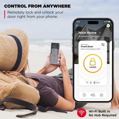 Kwikset Halo - Cerradura inteligente Wi-Fi, cerrojo de puerta de entrada sin llave, desbloqueo automático de geofence, certificado AAA de grado sin concentrador, fácil instalación, acabado de níquel
