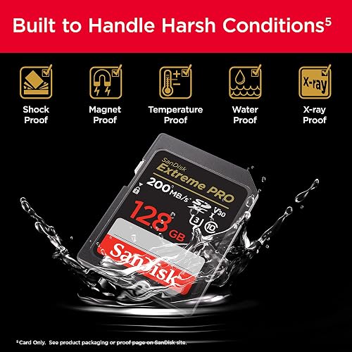 SanDisk Tarjeta de Memoria Extreme Pro SDXC UHS-I de 128 GB, C10, U3, V30, 4K UHD, Tarjeta SD - SDSDXXD-128G-GN4IN