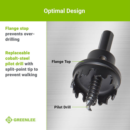 Greenlee 635 Kit de cortador de agujeros, 5 unidades, carburo de tungsteno, verde/negro