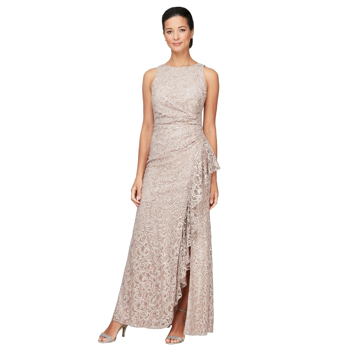 Alex Evenings Vestido Largo Sin Mangas Cascade Detalle De Volantes con Abertura Delantera Vestido para ocasin Especial para Mujer