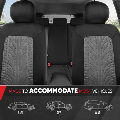 Motor Trend Fundas de Asiento Delanteras de Neumático Gris Carbón para Autos, Camiones y SUV, Paquete de 2, MTSC-6104-CC