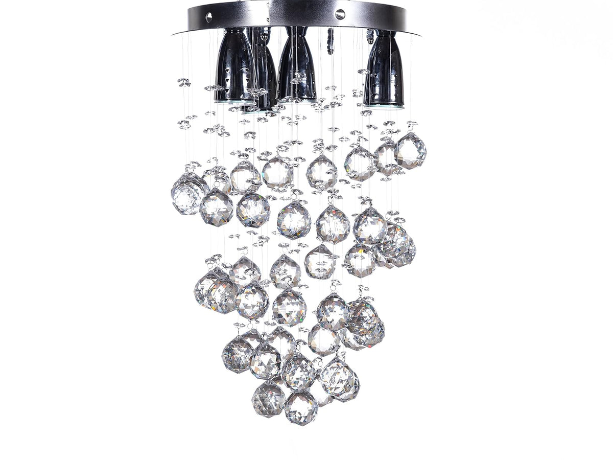 Gamalux Candil Colgante Williams Krystal Cascada de 4 Luces 00976/4, iluminación Perfecta y estética sofisticada con Cristal Cortado HQ para ambientes acogedores
