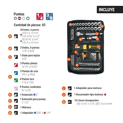 Pretul SET Juego de herramientas para mecánica, 83 piezas