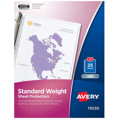 Avery PV25P Protector de Hojas, 25 Protectores, color Transparente
