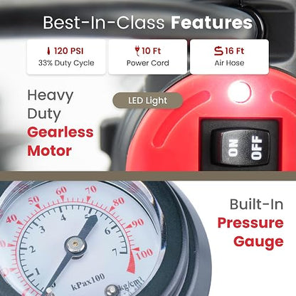 VIAIR 88P Compresor de Aire Portátil 12V 120 PSI para Automóvil/Camión/SUV/RV, Plateado